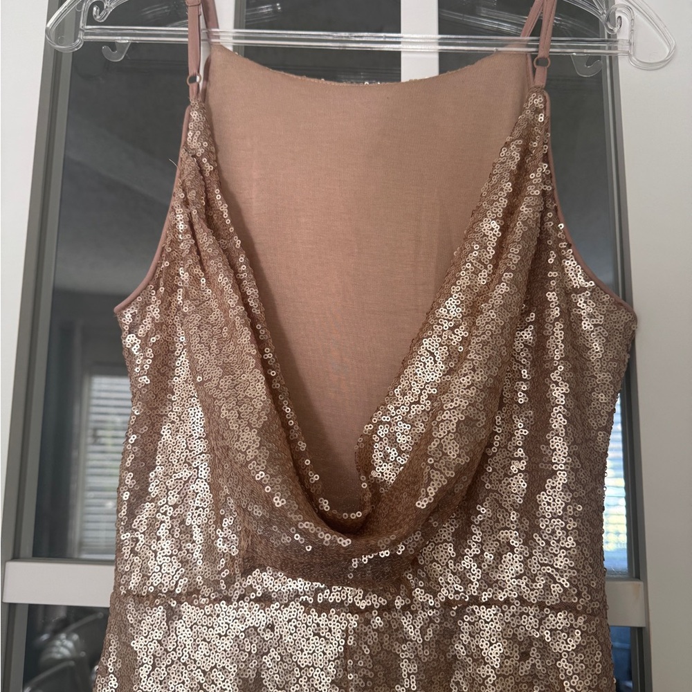 Lulus Slink and Wink Matte Rose Gold Sequin Maxi Dress- small - Picture 5 of 16